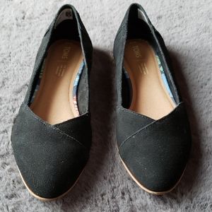 Toms Black Suede Julie Flats, 10